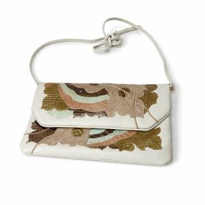 1970s vintage Carlo Fiori Leather Snakeskin Appliqué Shoulder Bag Clutch